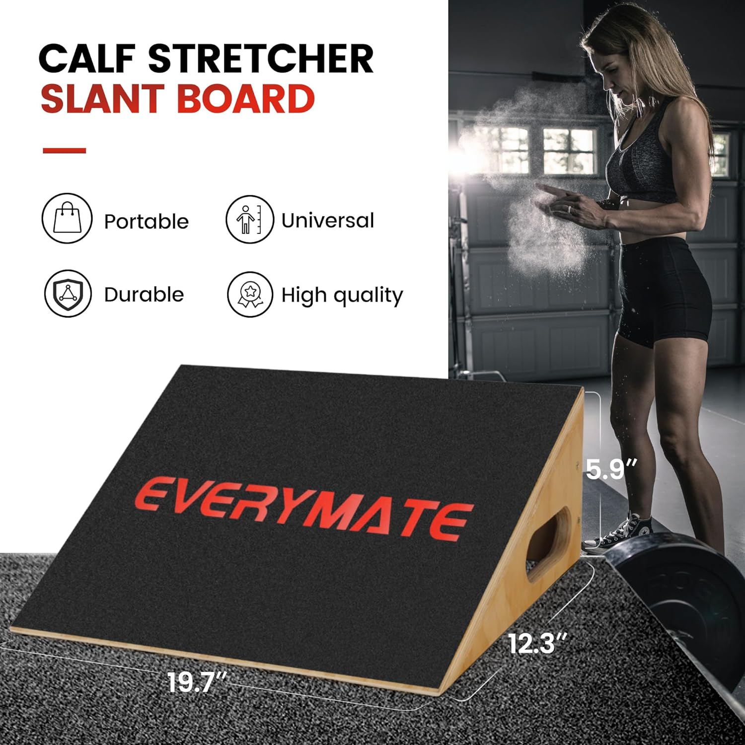 Pro Squat Slant Board Calf Stretcher, Wooden Incline Board