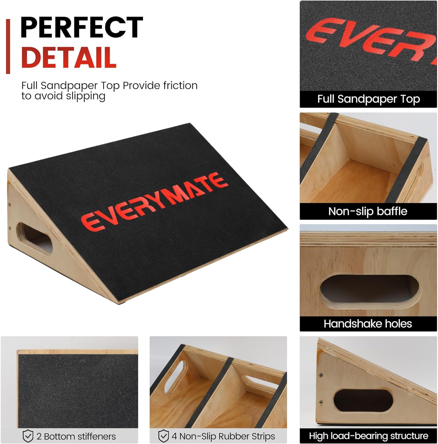 Pro Squat Slant Board Calf Stretcher, Wooden Incline Board - 图片 3