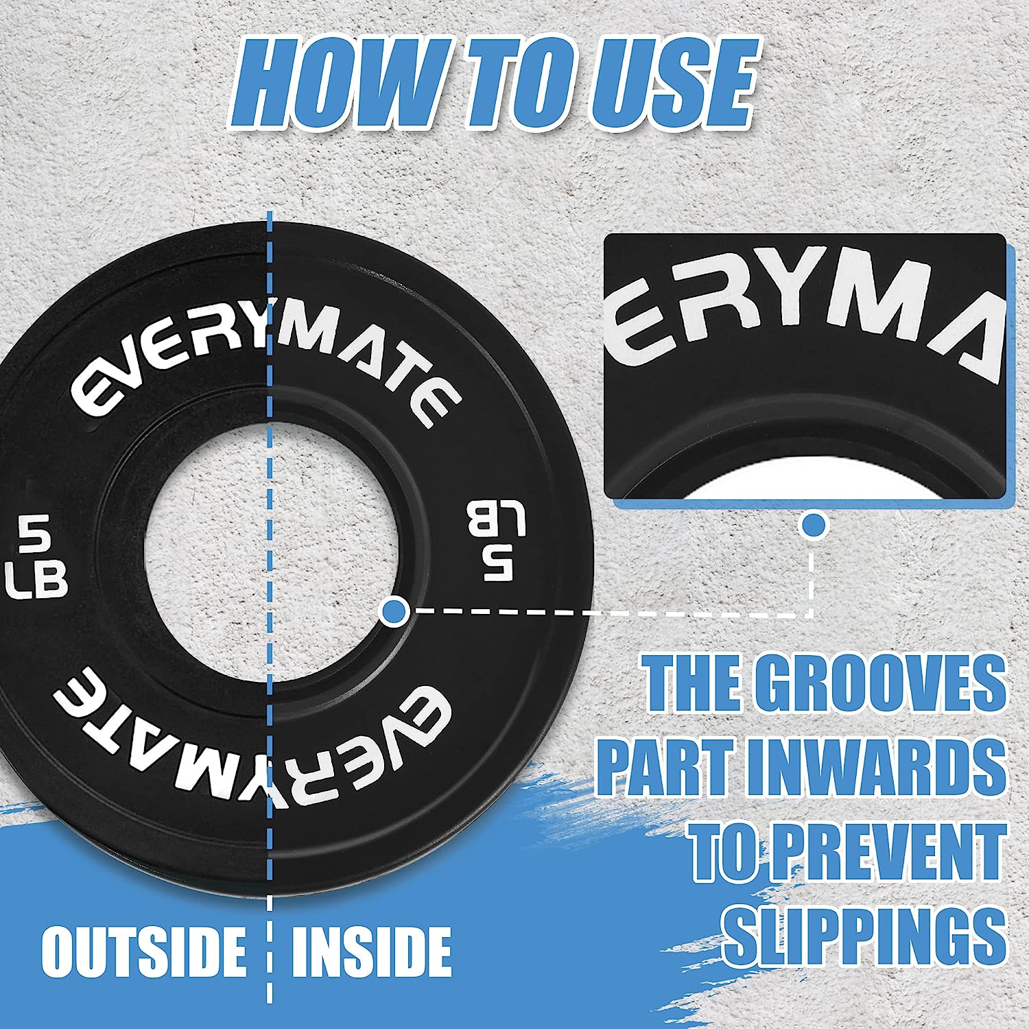 EVERYMATE Black Change Weight Plates 5LB Set Fractional Plate Olympic Bumper Plates for Cross Training Bumper Weight Plates Steel Insert Strength Training Weight Plates - 图片 4