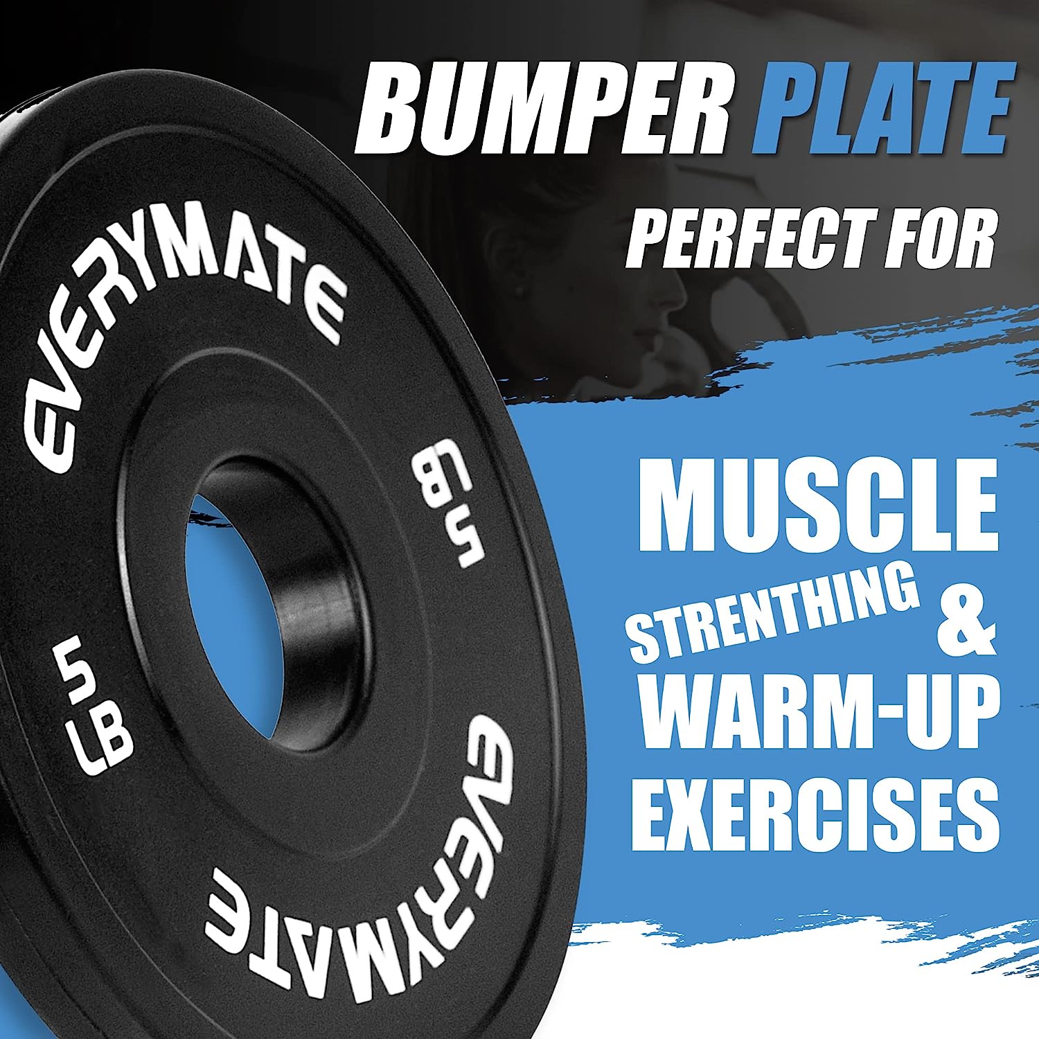 EVERYMATE Black Change Weight Plates 5LB Set Fractional Plate Olympic Bumper Plates for Cross Training Bumper Weight Plates Steel Insert Strength Training Weight Plates - 图片 6